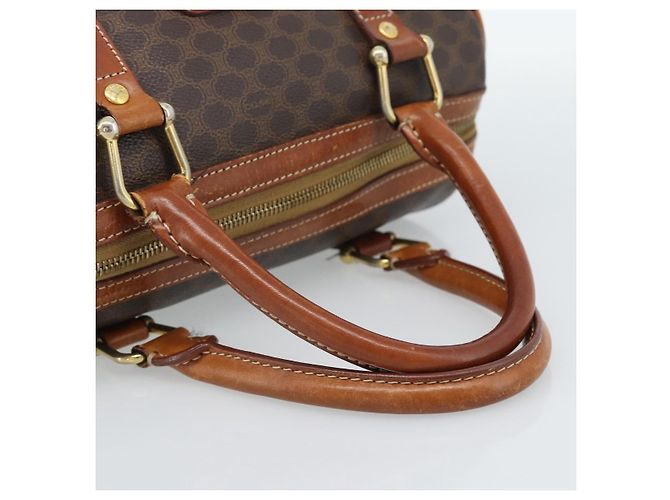 Céline Borsa CELINE Macadam Canvas PVC Pelle Marrone Oro Auth BA13467 D'oro - vista 7
