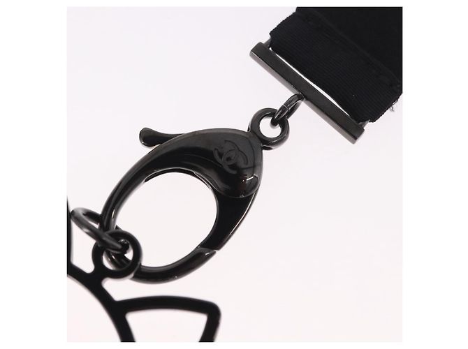 Collana CHANEL Cat Robot in metallo Nero CC Auth 185784M - vista 12