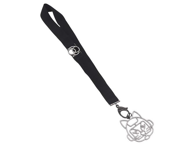 Collana CHANEL Cat Robot in metallo Nero CC Auth 185784M - vista 2