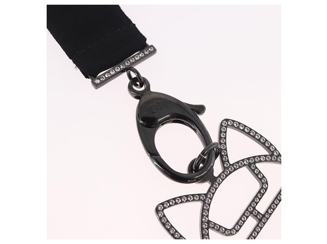 Collana CHANEL Cat Robot in metallo Nero CC Auth 185784M - vista 4