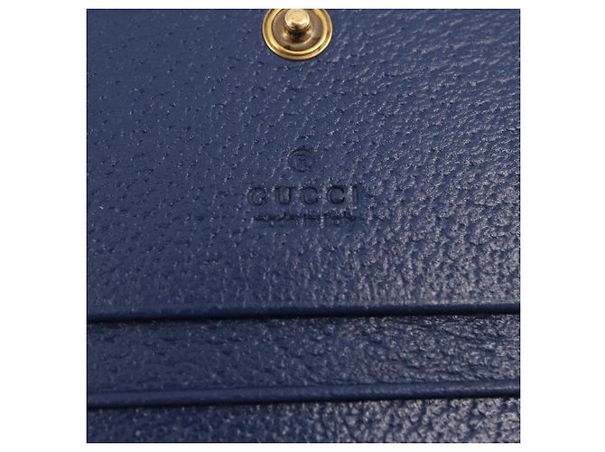 Portafoglio GUCCI Bamboo in pelle blu navy e oro 658244 Auth 186153M D'oro - vista 14