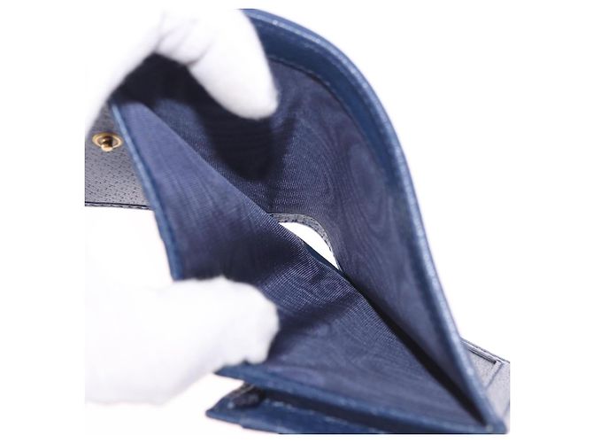 Portafoglio GUCCI Bamboo in pelle blu navy e oro 658244 Auth 186153M D'oro - vista 15