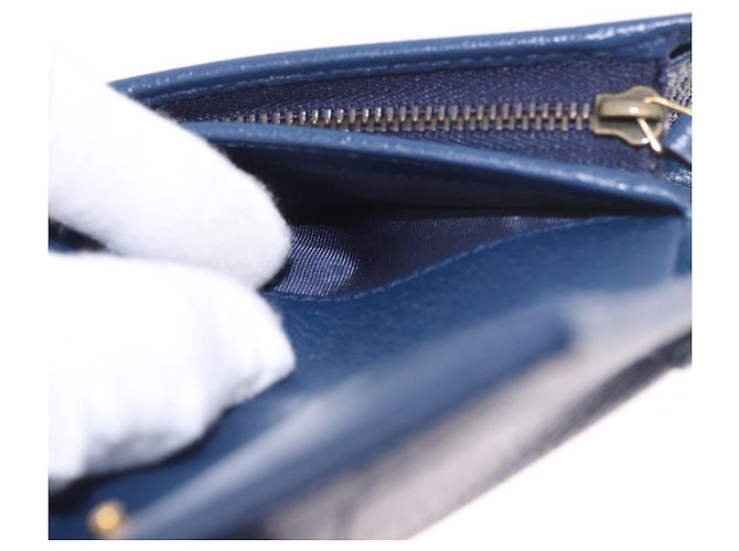 Portafoglio GUCCI Bamboo in pelle blu navy e oro 658244 Auth 186153M D'oro - vista 17