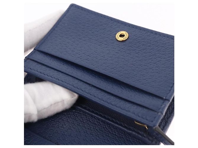 Portafoglio GUCCI Bamboo in pelle blu navy e oro 658244 Auth 186153M D'oro - vista 18