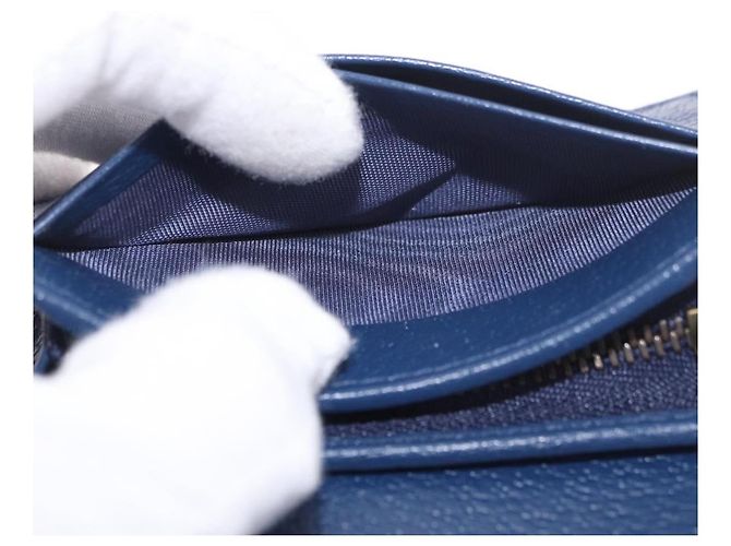 Portafoglio GUCCI Bamboo in pelle blu navy e oro 658244 Auth 186153M D'oro - vista 19