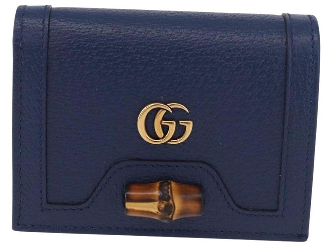Portafoglio GUCCI Bamboo in pelle blu navy e oro 658244 Auth 186153M D'oro - vista 2