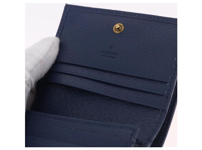 Portafoglio GUCCI Bamboo in pelle blu navy e oro 658244 Auth 186153M D'oro - vista 20