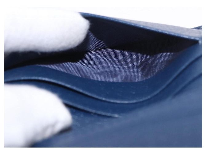 Portafoglio GUCCI Bamboo in pelle blu navy e oro 658244 Auth 186153M D'oro - vista 21