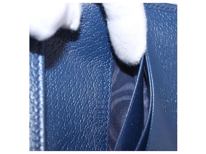 Portafoglio GUCCI Bamboo in pelle blu navy e oro 658244 Auth 186153M D'oro - vista 24