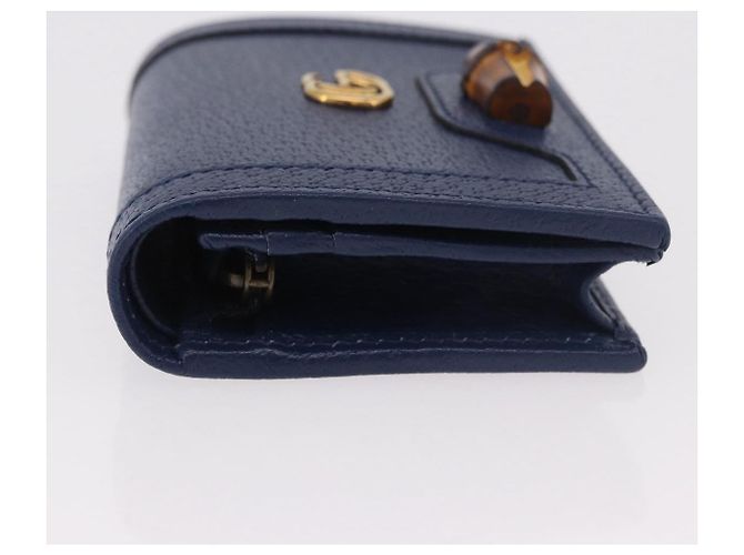 Portafoglio GUCCI Bamboo in pelle blu navy e oro 658244 Auth 186153M D'oro - vista 5