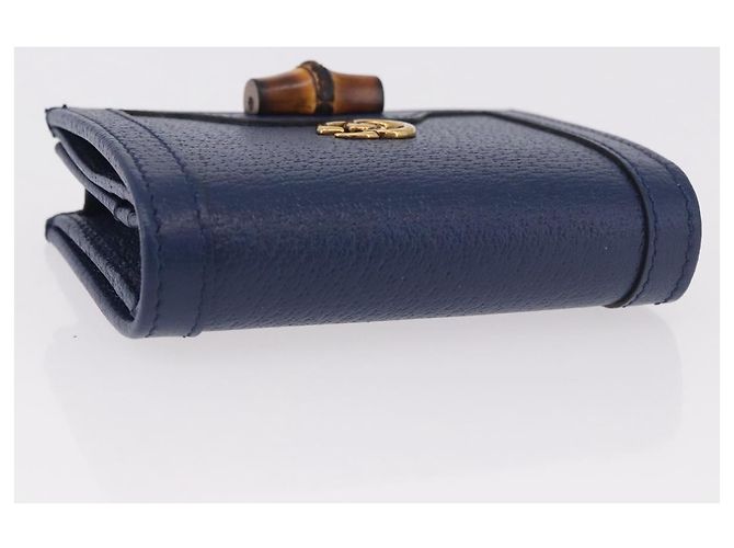 Portafoglio GUCCI Bamboo in pelle blu navy e oro 658244 Auth 186153M D'oro - vista 6