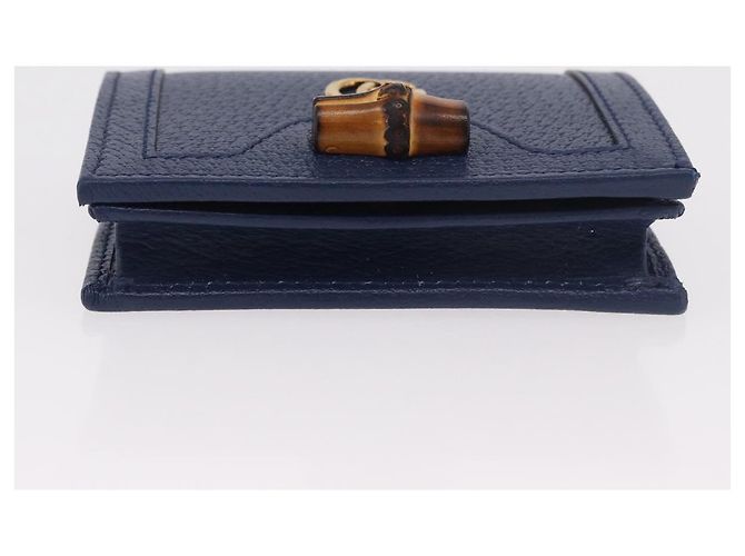 Portafoglio GUCCI Bamboo in pelle blu navy e oro 658244 Auth 186153M D'oro - vista 7