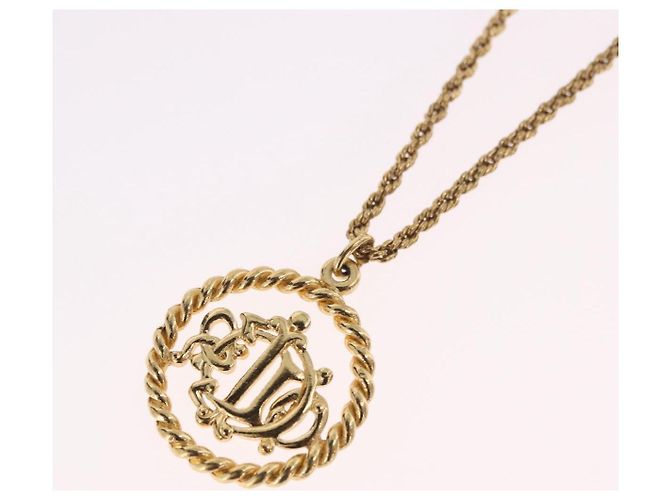 Collana rotonda con logo CD Christian Dior in metallo Oro Auth SW2396 D'oro - vista 10