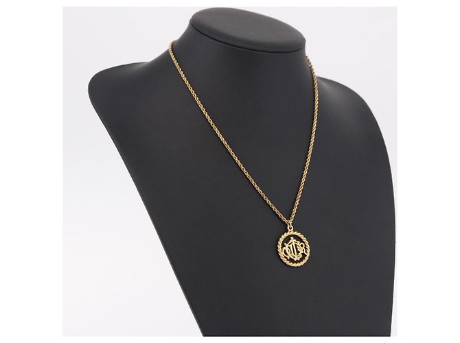 Collana rotonda con logo CD Christian Dior in metallo Oro Auth SW2396 D'oro - vista 16