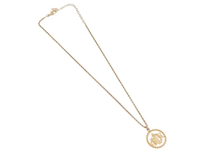 Collana rotonda con logo CD Christian Dior in metallo Oro Auth SW2396 D'oro - vista 2