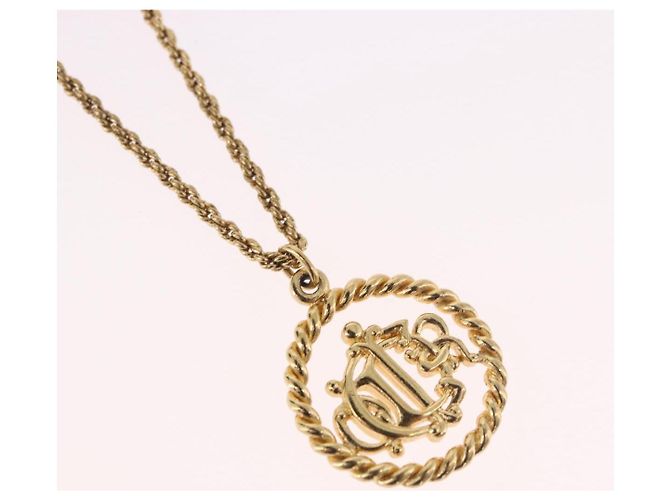 Collana rotonda con logo CD Christian Dior in metallo Oro Auth SW2396 D'oro - vista 3