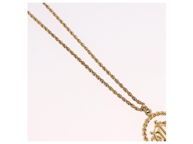 Collana rotonda con logo CD Christian Dior in metallo Oro Auth SW2396 D'oro - vista 4
