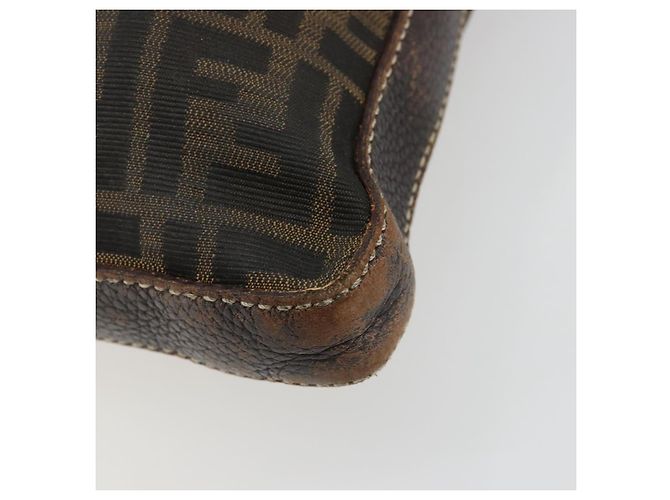 Bolso de Hombro FENDI Zucca Canvas Negro Marrón Auth 185685 Castaño - vista 16