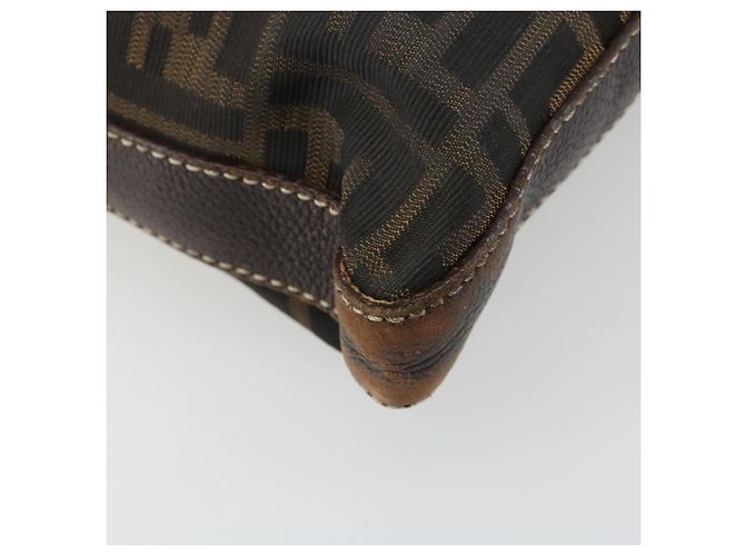 Bolso de Hombro FENDI Zucca Canvas Negro Marrón Auth 185685 Castaño - vista 17