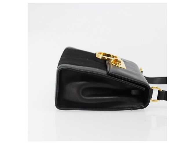 Borsa a tracolla Salvatore Ferragamo Gancini in pelle Harako Nera Oro Auth ka4773A Nero D'oro - vista 4
