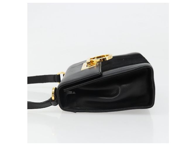 Borsa a tracolla Salvatore Ferragamo Gancini in pelle Harako Nera Oro Auth ka4773A Nero D'oro - vista 5