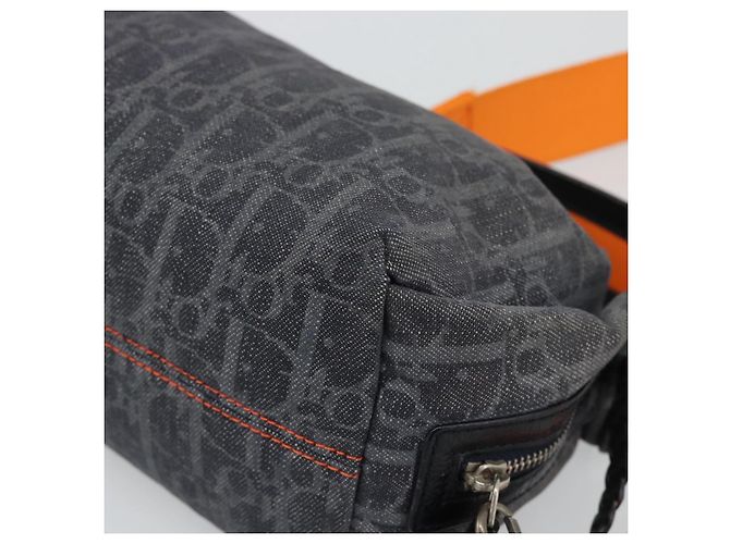 Borsa a tracolla Christian Dior Trotter Canvas Gray Silver Auth 186198V Marrone Argento - vista 10