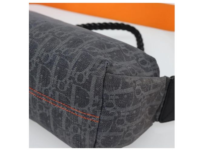 Borsa a tracolla Christian Dior Trotter Canvas Gray Silver Auth 186198V Marrone Argento - vista 12