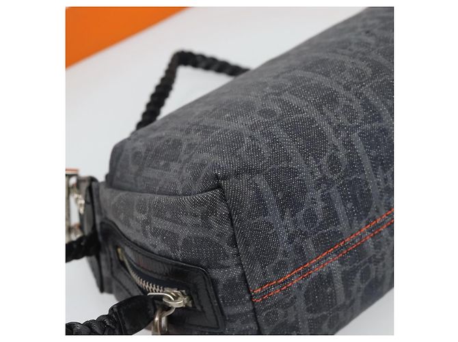 Borsa a tracolla Christian Dior Trotter Canvas Gray Silver Auth 186198V Marrone Argento - vista 13