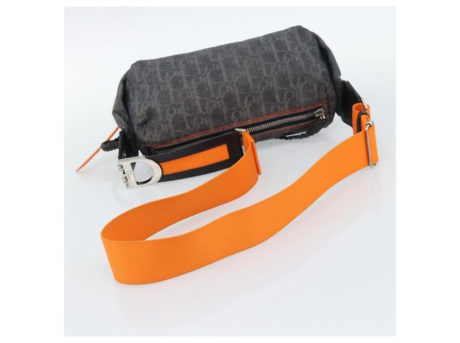 Borsa a tracolla Christian Dior Trotter Canvas Gray Silver Auth 186198V Marrone Argento - vista 7
