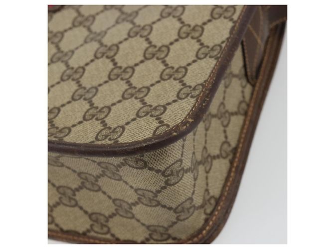 Borsa Gucci GG Supreme Web Sherry Line PVC Beige Oro 001 104 0551 Auth ka4846 D'oro - vista 12