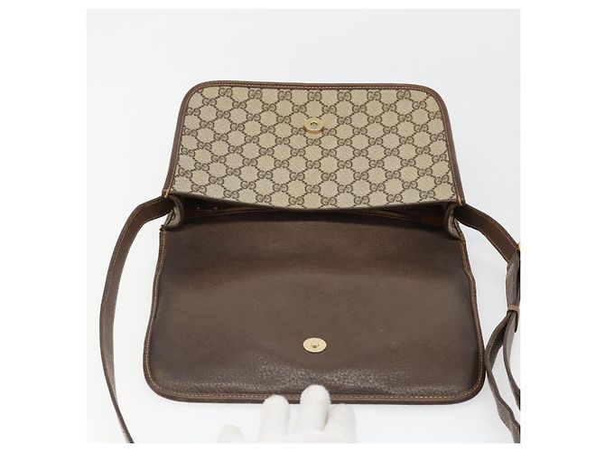 Borsa Gucci GG Supreme Web Sherry Line PVC Beige Oro 001 104 0551 Auth ka4846 D'oro - vista 15