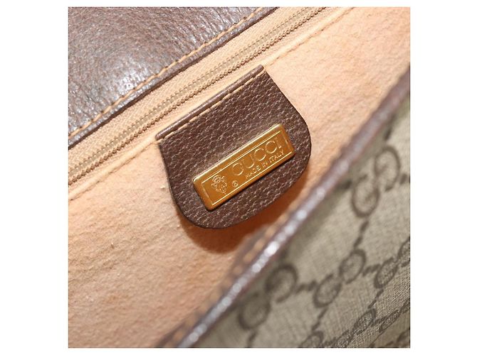 Borsa Gucci GG Supreme Web Sherry Line PVC Beige Oro 001 104 0551 Auth ka4846 D'oro - vista 16