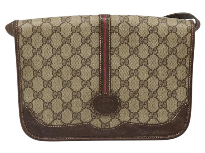Borsa Gucci GG Supreme Web Sherry Line PVC Beige Oro 001 104 0551 Auth ka4846 D'oro - vista 2