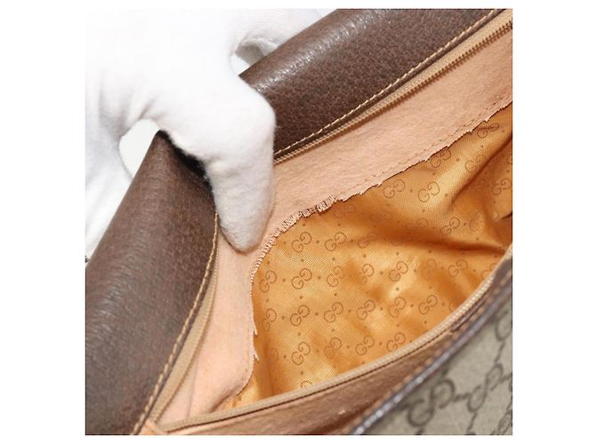 Borsa Gucci GG Supreme Web Sherry Line PVC Beige Oro 001 104 0551 Auth ka4846 D'oro - vista 23
