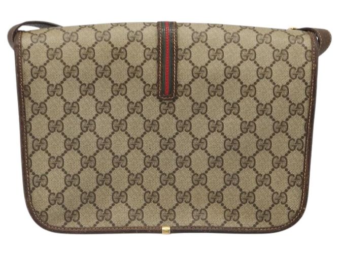 Borsa Gucci GG Supreme Web Sherry Line PVC Beige Oro 001 104 0551 Auth ka4846 D'oro - vista 3