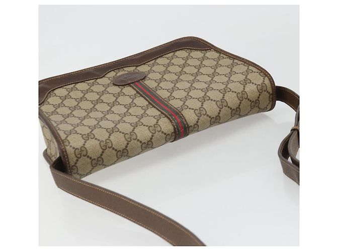 Borsa Gucci GG Supreme Web Sherry Line PVC Beige Oro 001 104 0551 Auth ka4846 D'oro - vista 6