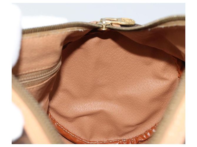 Céline Borsa a Spalla CELINE Macadam Canvas PVC Pelle Marrone Oro Auth 185605A D'oro - vista 18