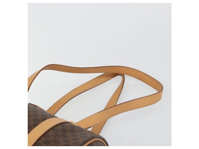 Céline Borsa a Spalla CELINE Macadam Canvas PVC Pelle Marrone Oro Auth 185605A D'oro - vista 8