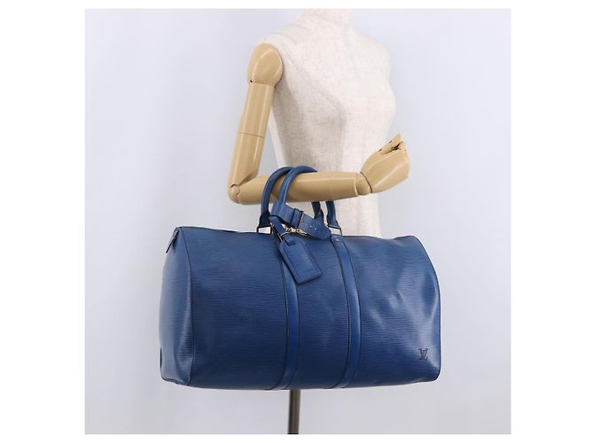 LOUIS VUITTON Epi Keepall 45 Boston Bag Blue M42975 LV Auth 184611 - vista 22