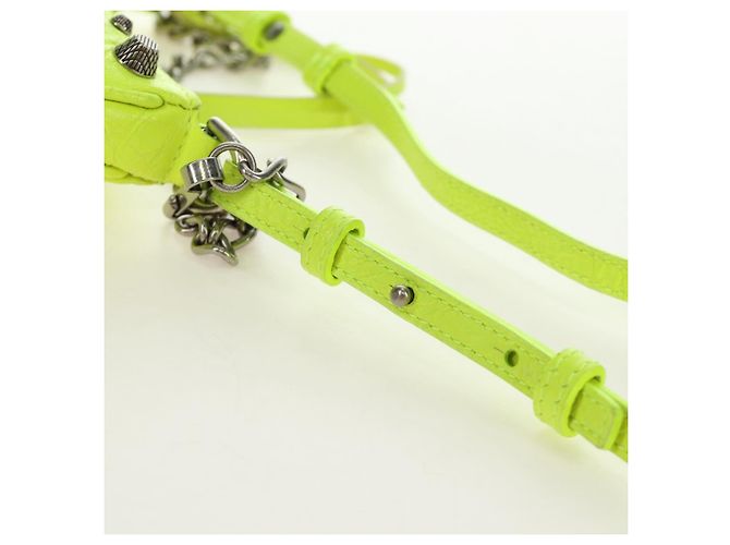 BALENCIAGA Borsa Mini Le Cagole in pelle con catena 2way Verde Argento Auth 185444M - vista 11