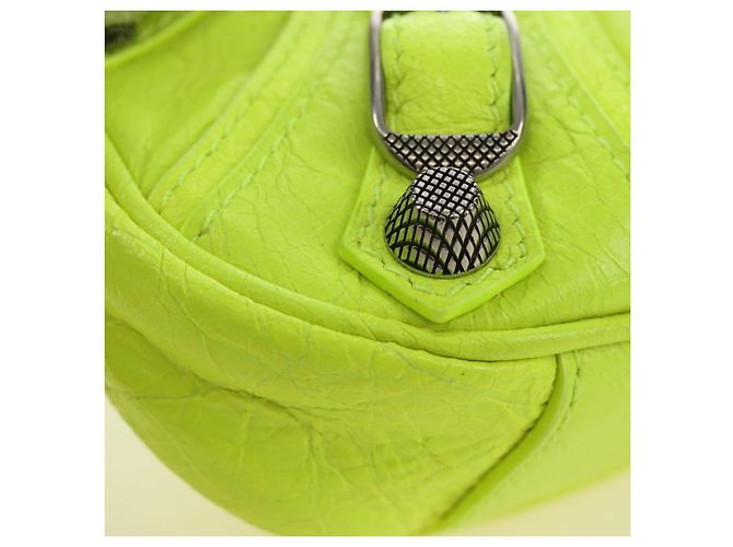 BALENCIAGA Borsa Mini Le Cagole in pelle con catena 2way Verde Argento Auth 185444M - vista 14
