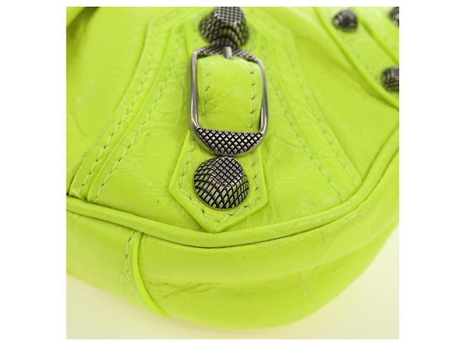 BALENCIAGA Borsa Mini Le Cagole in pelle con catena 2way Verde Argento Auth 185444M - vista 15