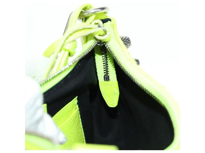 BALENCIAGA Borsa Mini Le Cagole in pelle con catena 2way Verde Argento Auth 185444M - vista 22