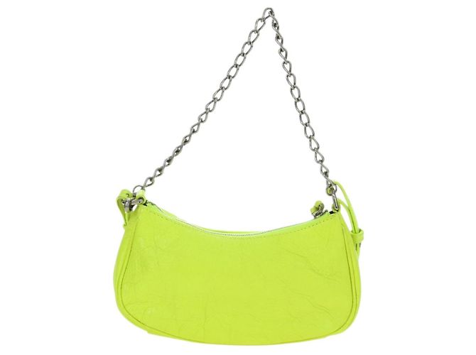 BALENCIAGA Borsa Mini Le Cagole in pelle con catena 2way Verde Argento Auth 185444M - vista 3