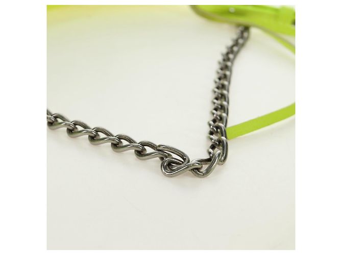 BALENCIAGA Borsa Mini Le Cagole in pelle con catena 2way Verde Argento Auth 185444M - vista 7