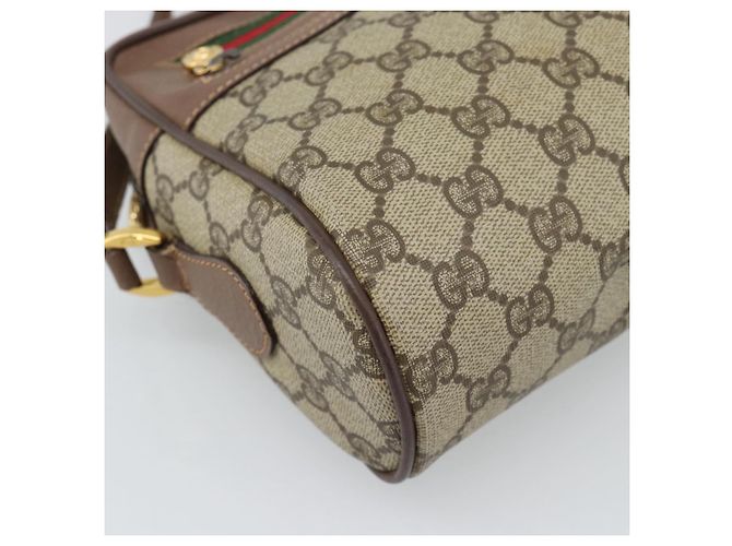 Borsa GUCCI GG Supreme Web Sherry Line PVC Beige Oro 001 113 6472 Auth 187114 D'oro - vista 11