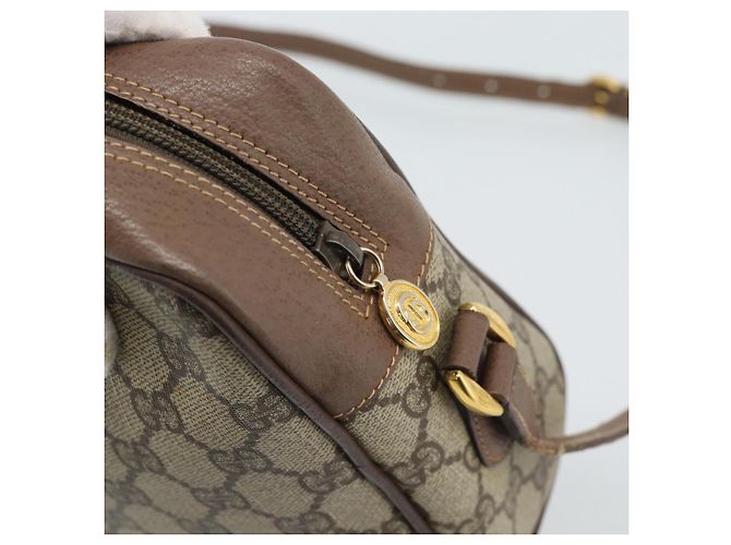 Borsa GUCCI GG Supreme Web Sherry Line PVC Beige Oro 001 113 6472 Auth 187114 D'oro - vista 14
