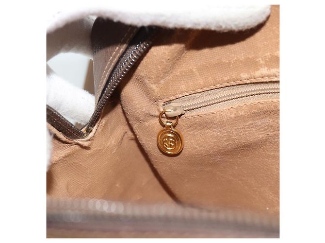 Borsa GUCCI GG Supreme Web Sherry Line PVC Beige Oro 001 113 6472 Auth 187114 D'oro - vista 19