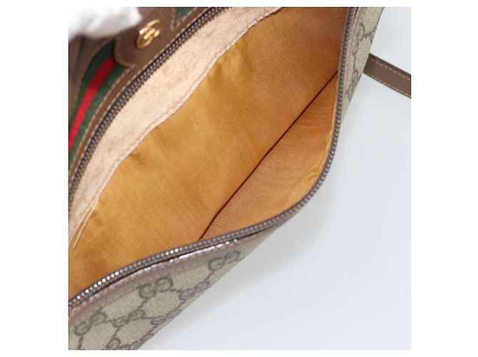 Borsa GUCCI GG Supreme Web Sherry Line PVC Beige Oro 001 113 6472 Auth 187114 D'oro - vista 21