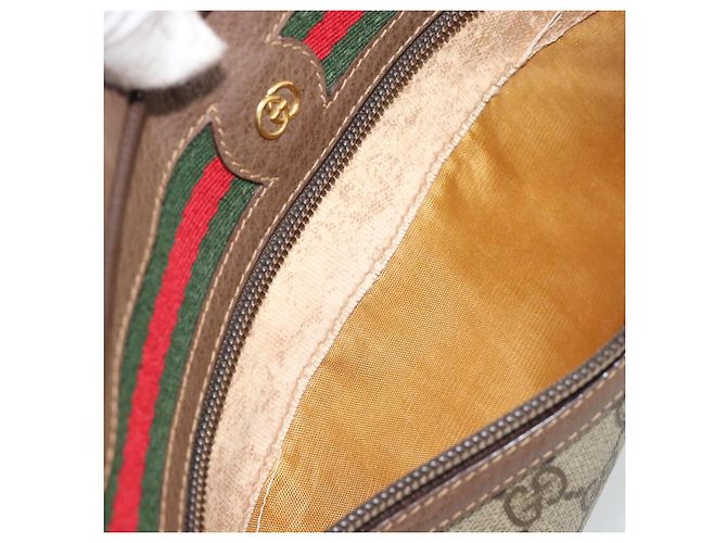 Borsa GUCCI GG Supreme Web Sherry Line PVC Beige Oro 001 113 6472 Auth 187114 D'oro - vista 22